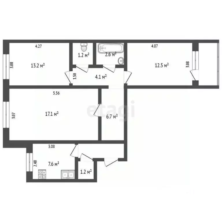 3-к кв. Хабаровский край, Хабаровский район, с. Черная Речка ул. 91-я ... - Фото 2