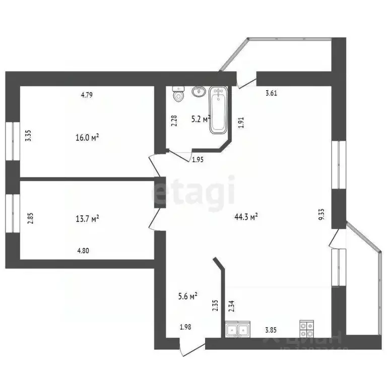 2-к кв. Тюменская область, Тюмень Уральская ул., 74к1 (84.8 м) - Фото 0