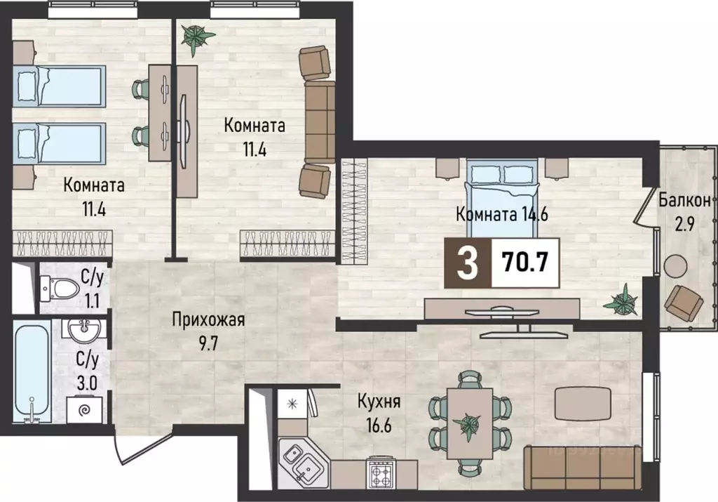 3-к кв. Ставропольский край, Железноводск городской округ, пос. ... - Фото 1