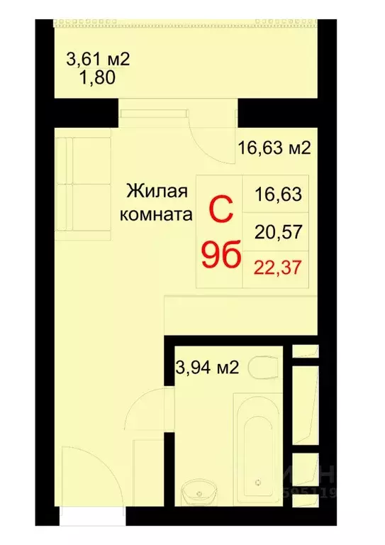 Студия Татарстан, Казань ул. Рауиса Гареева, 78Б (22.37 м) - Фото 0