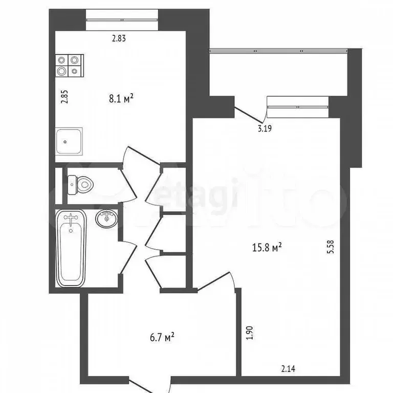 1-к. квартира, 35,2 м, 9/9 эт. - Фото 0