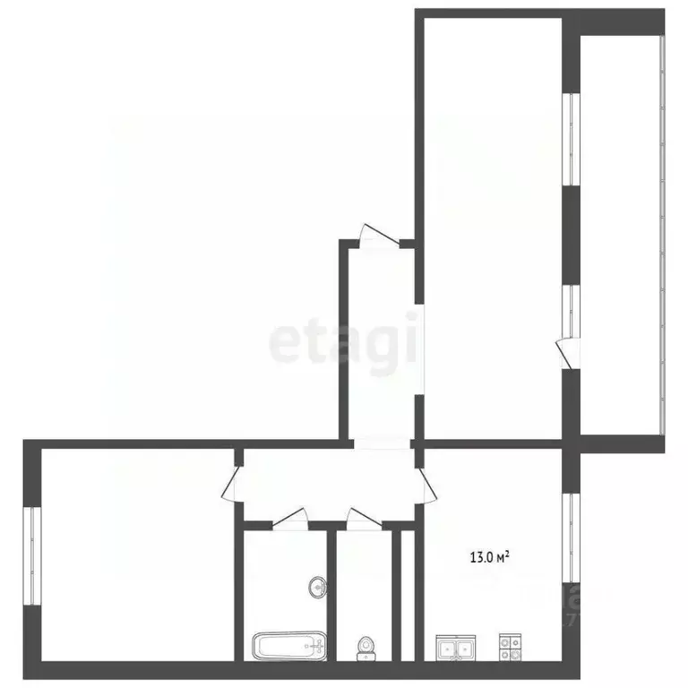2-к кв. Ямало-Ненецкий АО, Новый Уренгой Дружба мкр, 4/1 (51.7 м) - Фото 1