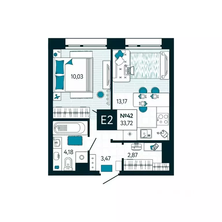 1-к кв. Тульская область, Тула ул. Чмутова, 158Д (33.72 м) - Фото 1