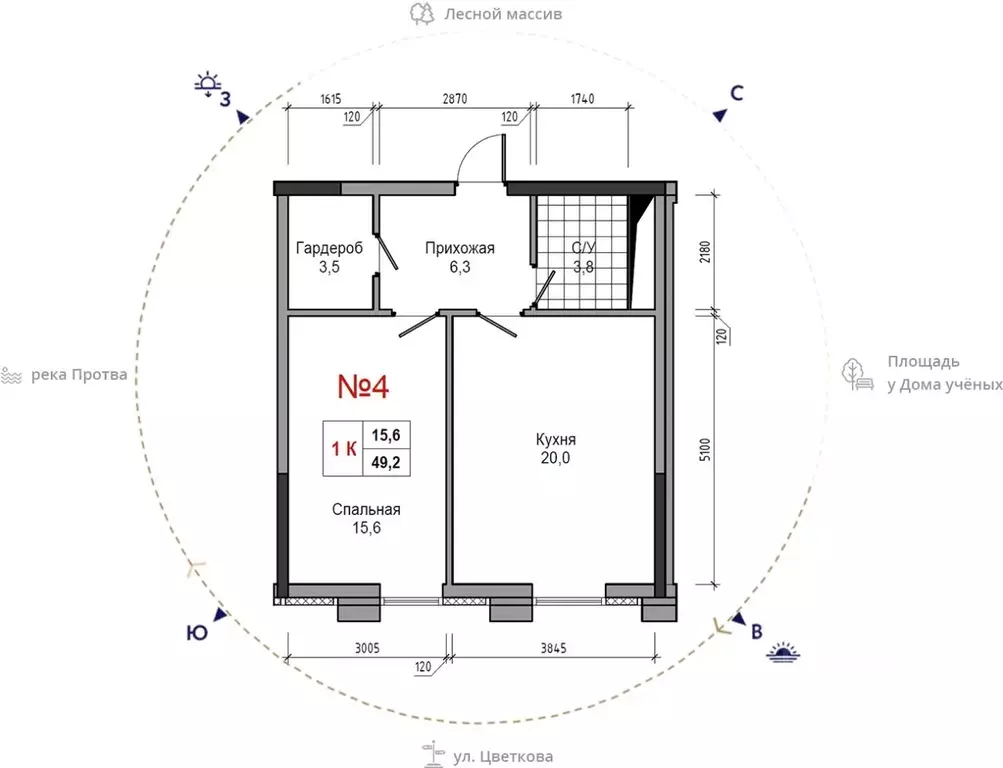 1-к кв. Калужская область, Обнинск ул. Усачева (49.2 м) - Фото 1