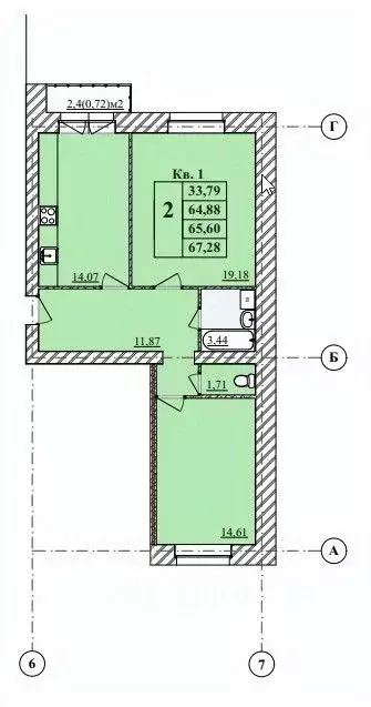 3-к кв. Ярославская область, Ярославль Тверицкая наб., 54Ак2 (67.28 м) - Фото 1