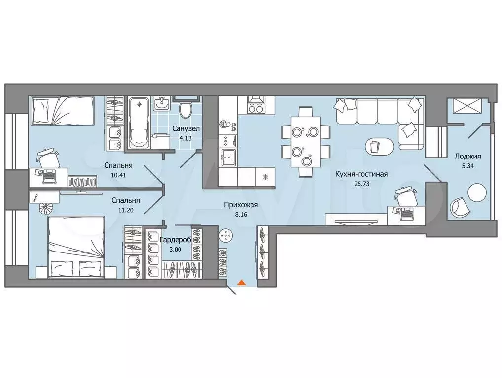 2-к. квартира, 65 м, 3/8 эт. - Фото 0