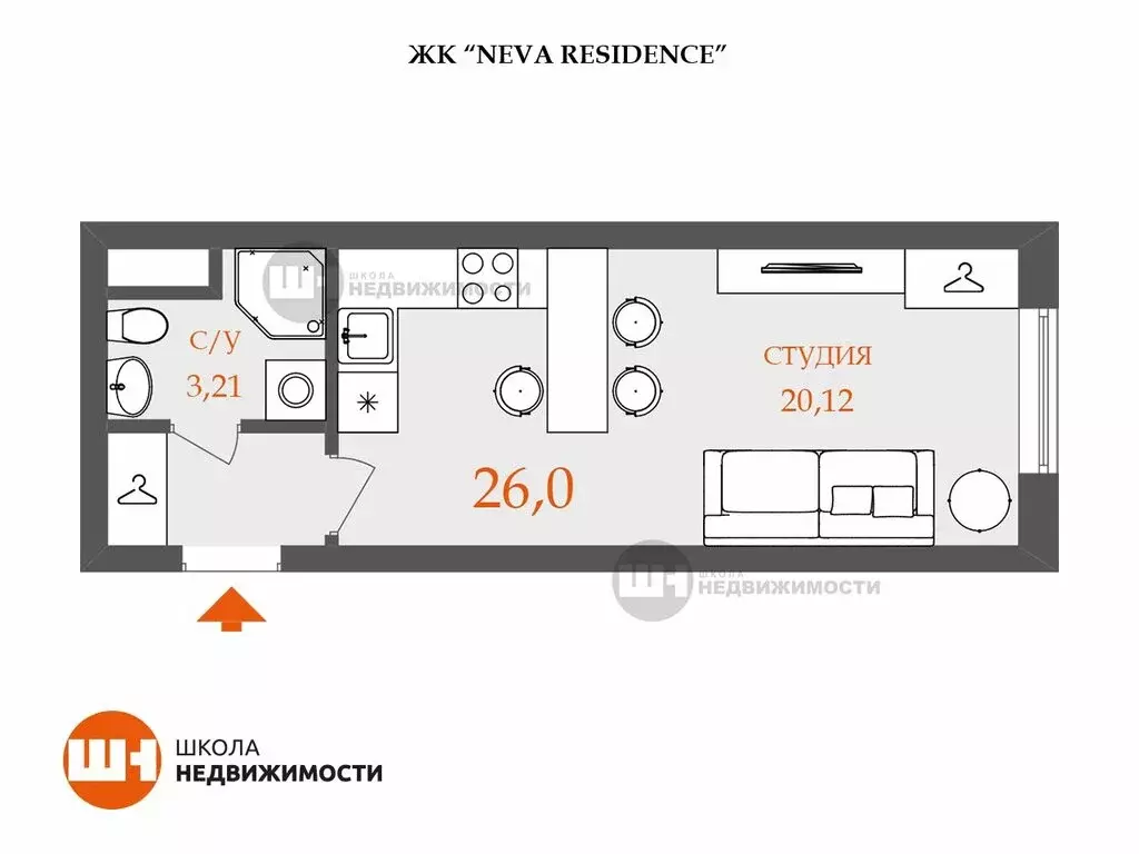 Квартира-студия: Санкт-Петербург, Ремесленная улица, 15 (26 м) - Фото 0