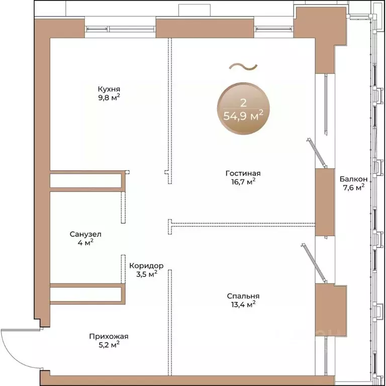 2-к кв. Красноярский край, Красноярск ул. Партизана Железняка (54.9 м) - Фото 1