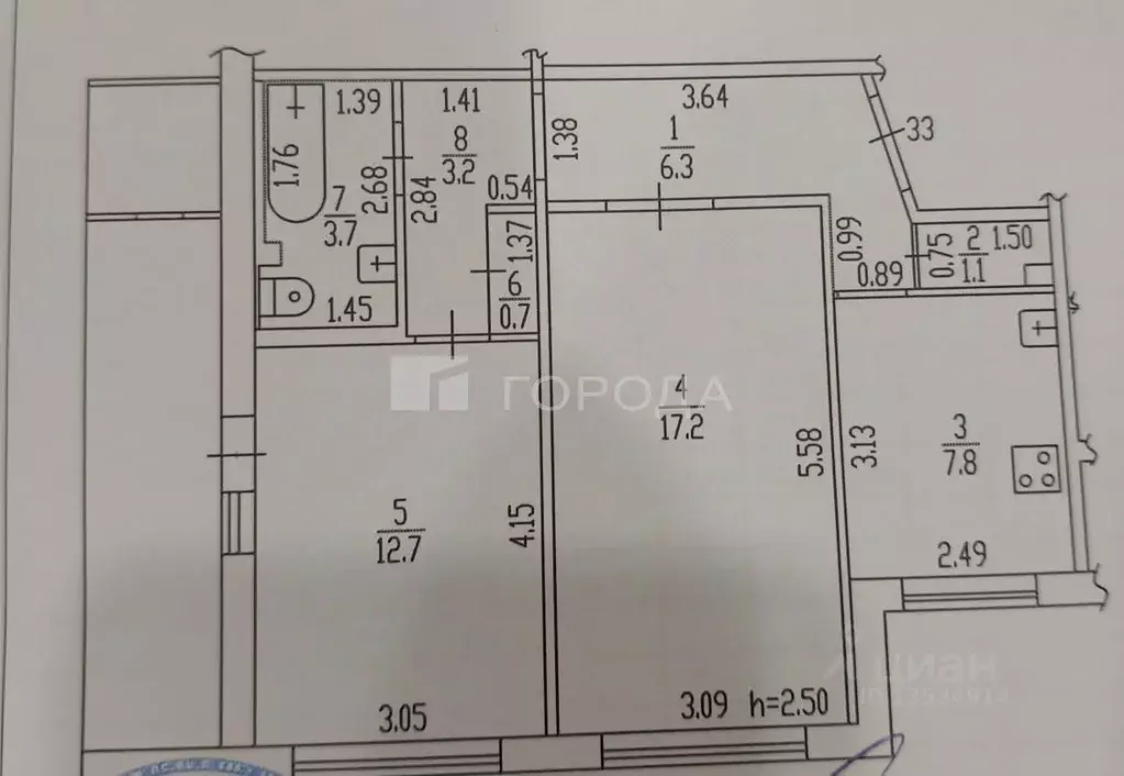 2-к кв. Алтайский край, Барнаул ул. Шевченко, 82 (52.7 м) - Фото 2