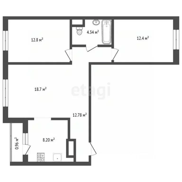 3-к кв. Омская область, Омск ул. Богдана Хмельницкого, 44 (68.0 м) - Фото 2
