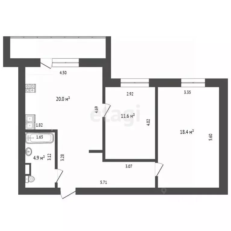 2-к кв. Тюменская область, Тюмень Холодильная ул., 15 (64.1 м) - Фото 1