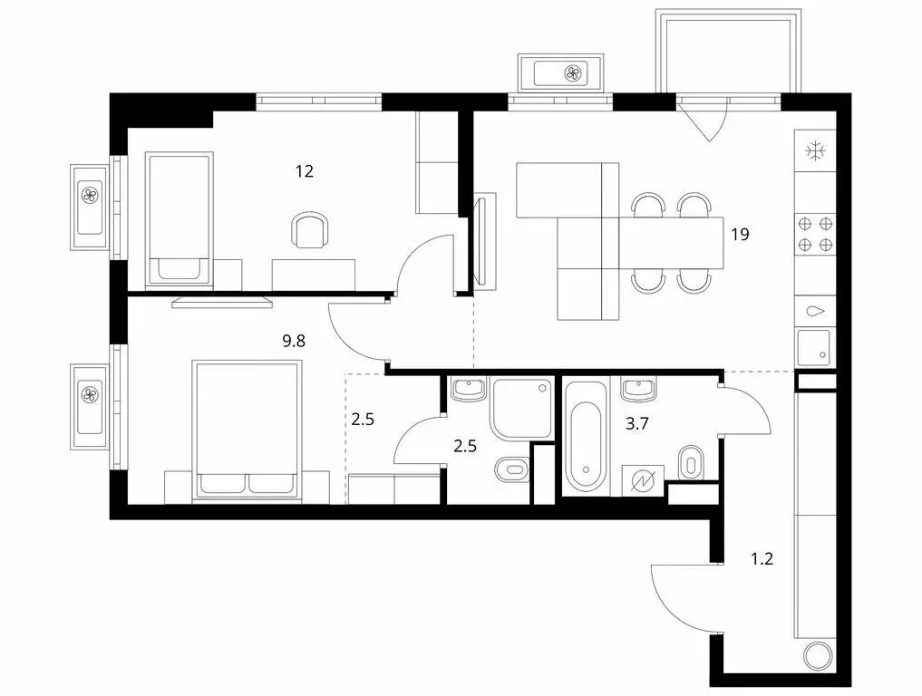 2-комнатная квартира: Утечино, жилой комплекс Савин Парк (57.8 м) - Фото 1