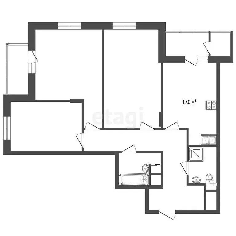 3-комнатная квартира: Москва, Краснобогатырская улица, 38 (84.8 м) - Фото 0