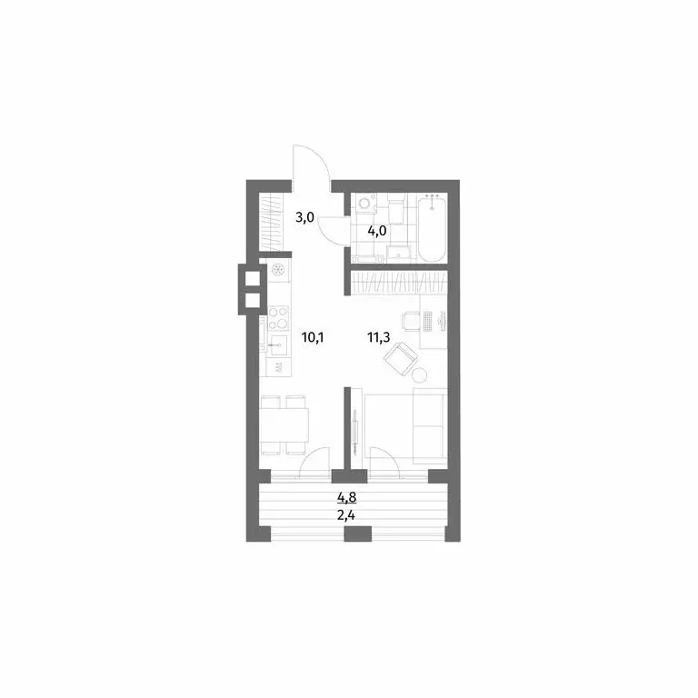 1-комнатная квартира: Гурьевск, улица имени Антона Пошкуса (30.8 м) - Фото 0