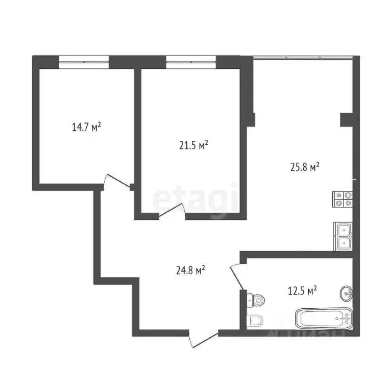 2-к кв. Тюменская область, Тюмень ул. Шиллера, 46к3 (88.8 м) - Фото 2