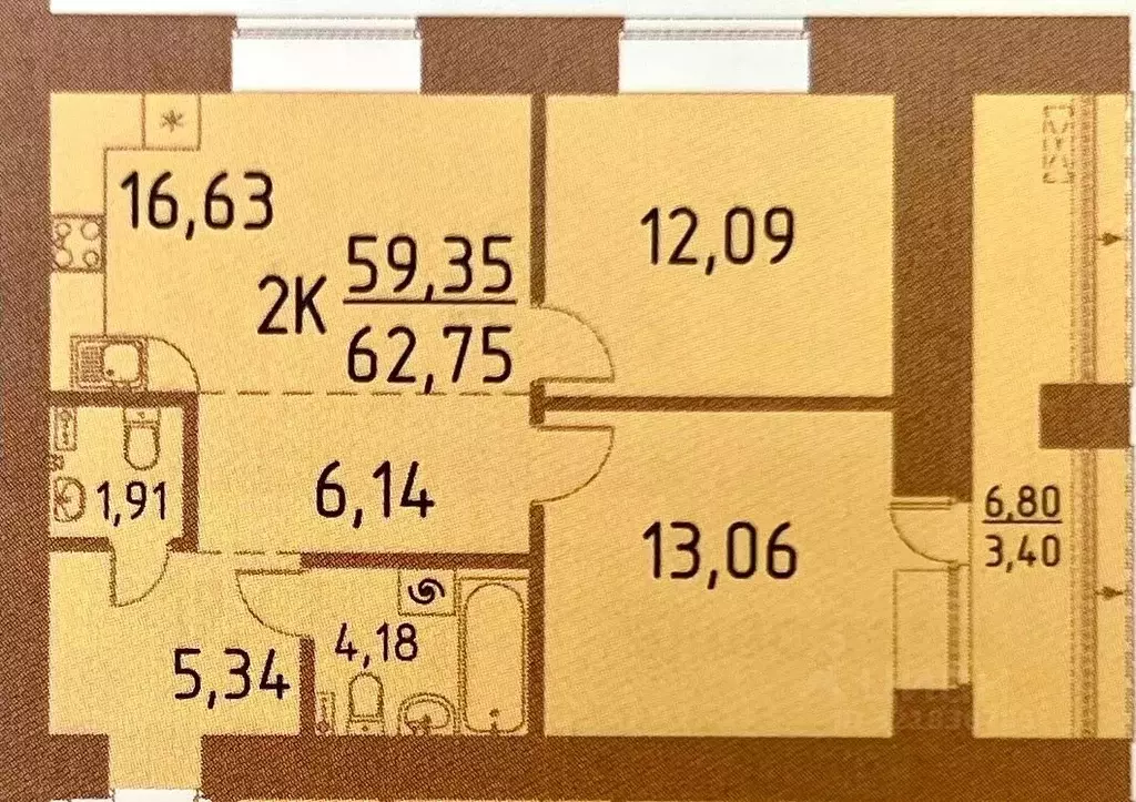 2-к кв. Томская область, Томский район, д. Кисловка, Левобережный мкр ... - Фото 0