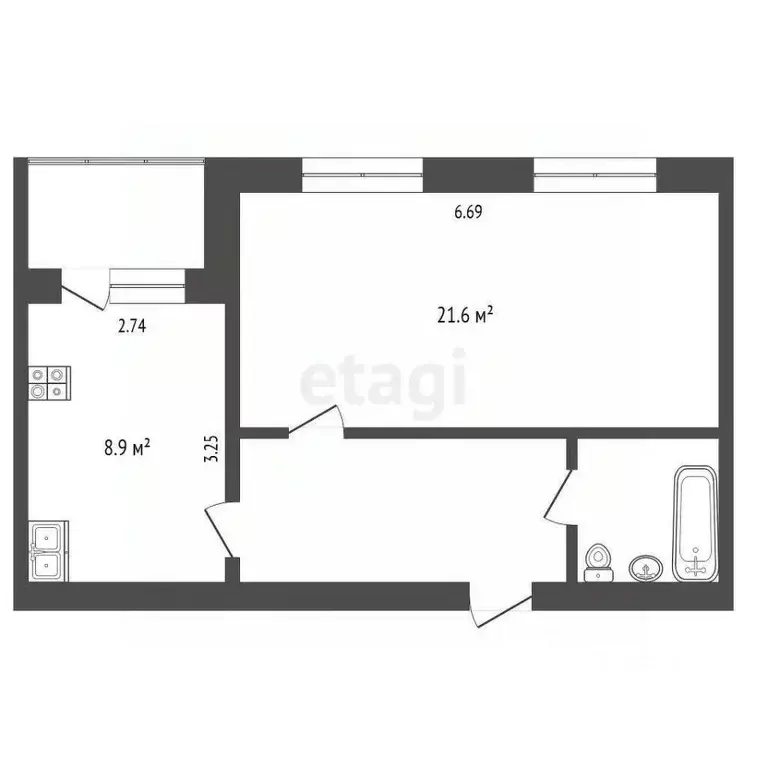 1-к кв. Тюменская область, Тюмень ул. Белинского, 20 (43.6 м) - Фото 2