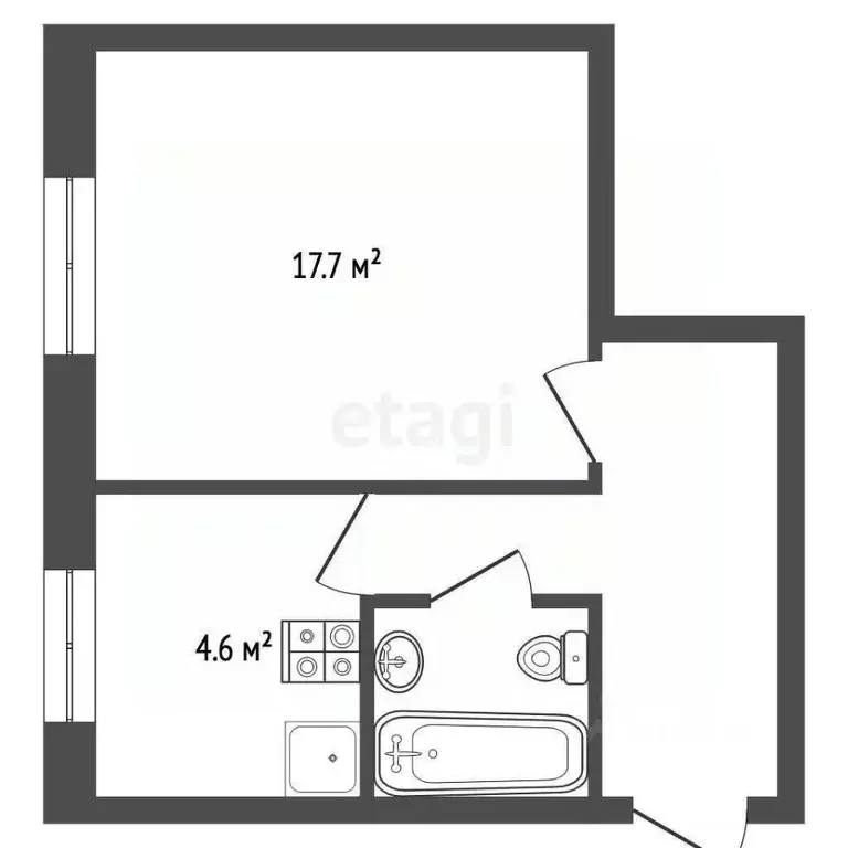 1-к кв. Ростовская область, Ростов-на-Дону Башкирская ул., 12 (32.6 м) - Фото 0