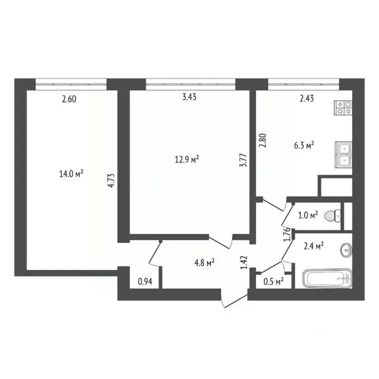 2-к кв. Санкт-Петербург просп. Ветеранов, 23 (42.0 м) - Фото 1