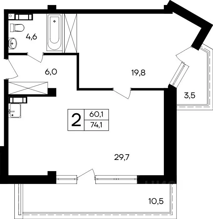 2-к кв. Крым, Евпатория  (74.1 м) - Фото 1