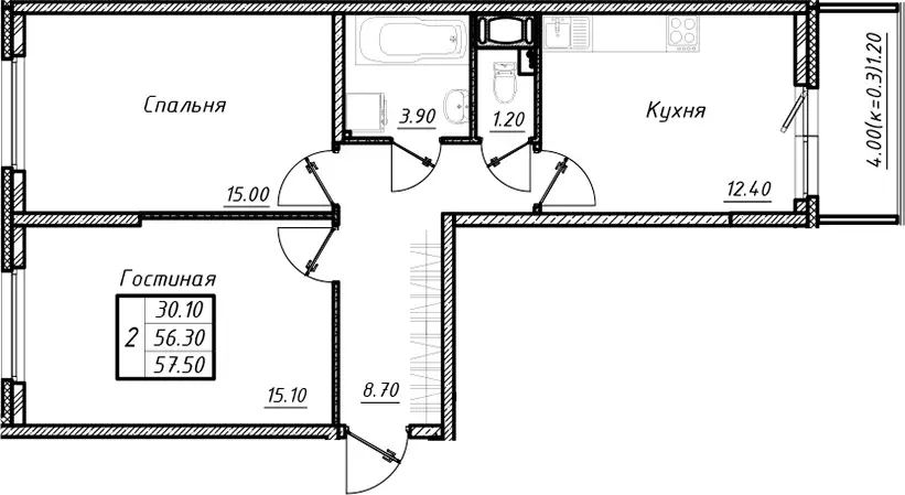 Продаётся 2-к квартира, 56.3 м - Фото 0