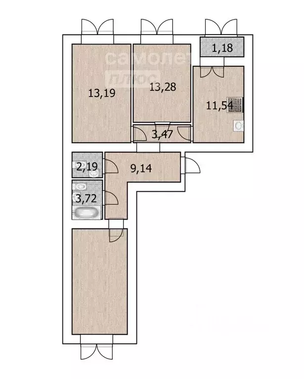 3-к кв. башкортостан, уфа ул. энтузиастов, 13 (79.3 м) - Фото 1