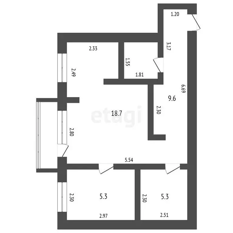2-комнатная квартира: Ялуторовск, улица Ленина, 41 (43.7 м) - Фото 1