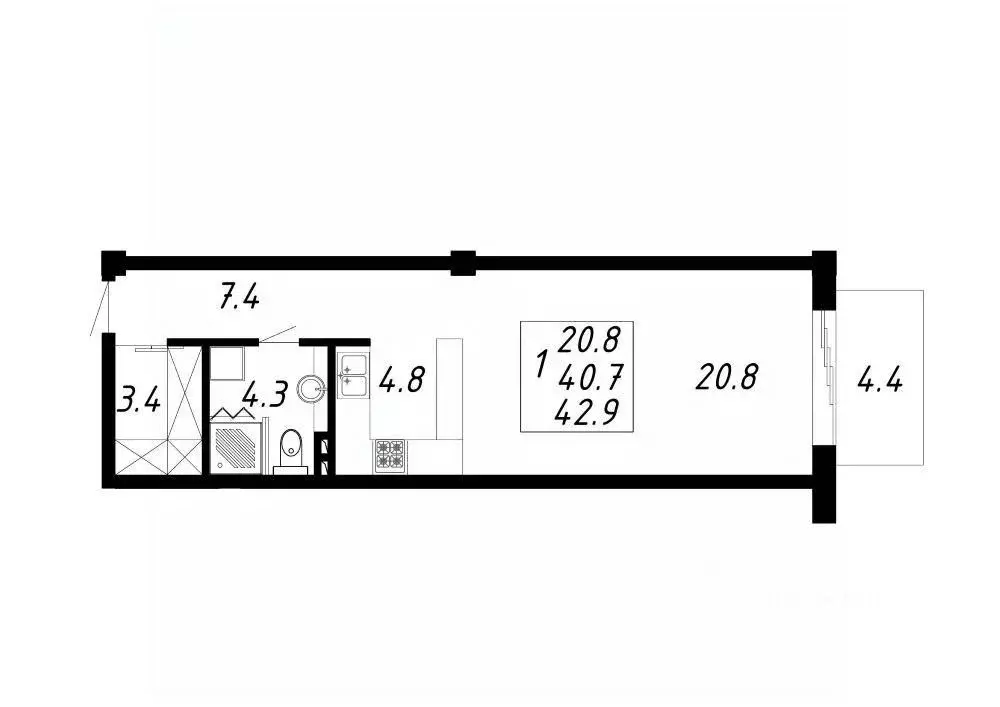 1-к кв. Ставропольский край, Ессентуки Озеро жилой комплекс (42.9 м) - Фото 1