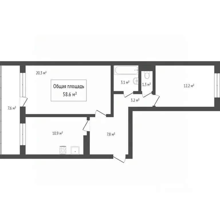 2-к кв. Томская область, Томск ул. 1-я Рабочая, 4 (63.0 м) - Фото 2