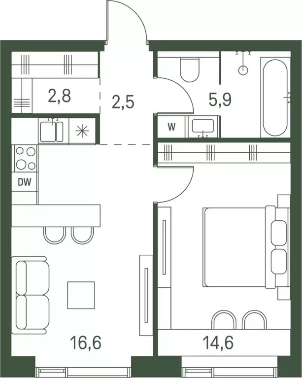 1-к кв. Москва Моментс жилой комплекс, к2.1 (42.4 м) - Фото 0