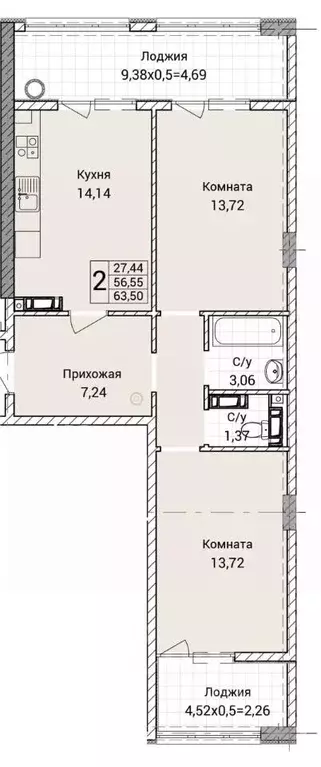 2-к кв. Севастополь ул. Братьев Манганари, 28 (63.5 м) - Фото 1