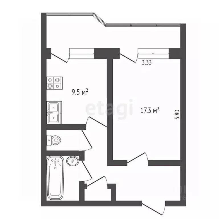 1-к кв. Ханты-Мансийский АО, Сургут просп. Ленина, 70 (40.1 м) - Фото 1