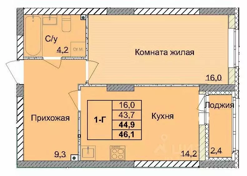 1-к кв. Нижегородская область, Нижний Новгород 1-я Оранжерейная ул. ... - Фото 0