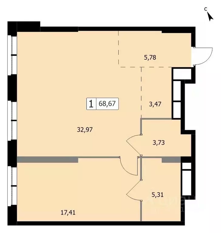 1-к кв. москва 3-я гражданская ул, 21 (68.0 м) - Фото 0