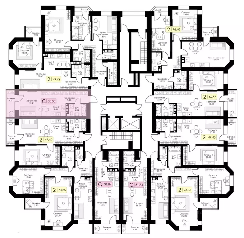 Студия Тверская область, Тверь Урбан Парк жилой комплекс (33.35 м) - Фото 1