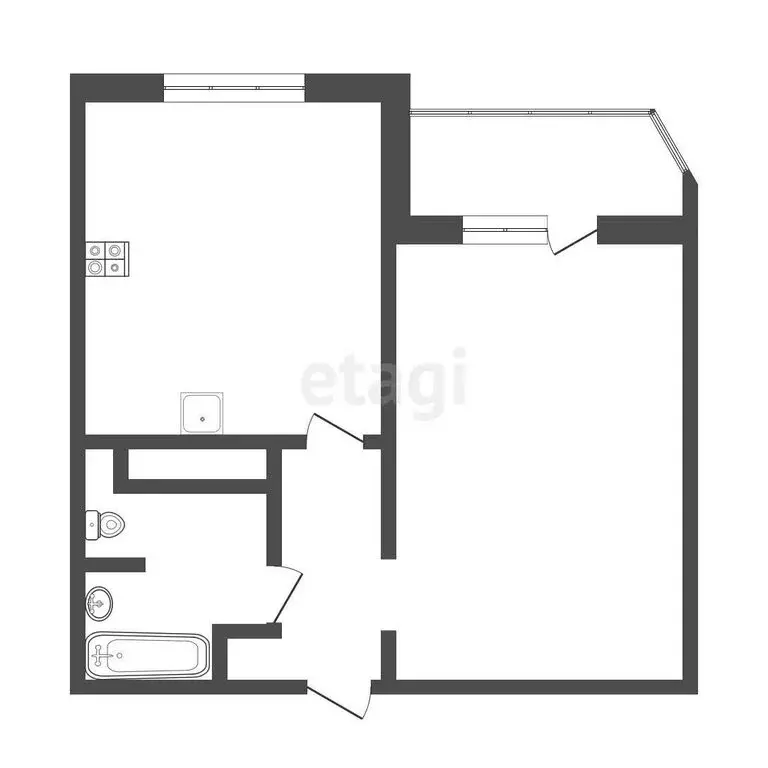 1-комнатная квартира: Тюмень, улица Федюнинского, 54 (43 м) - Фото 1