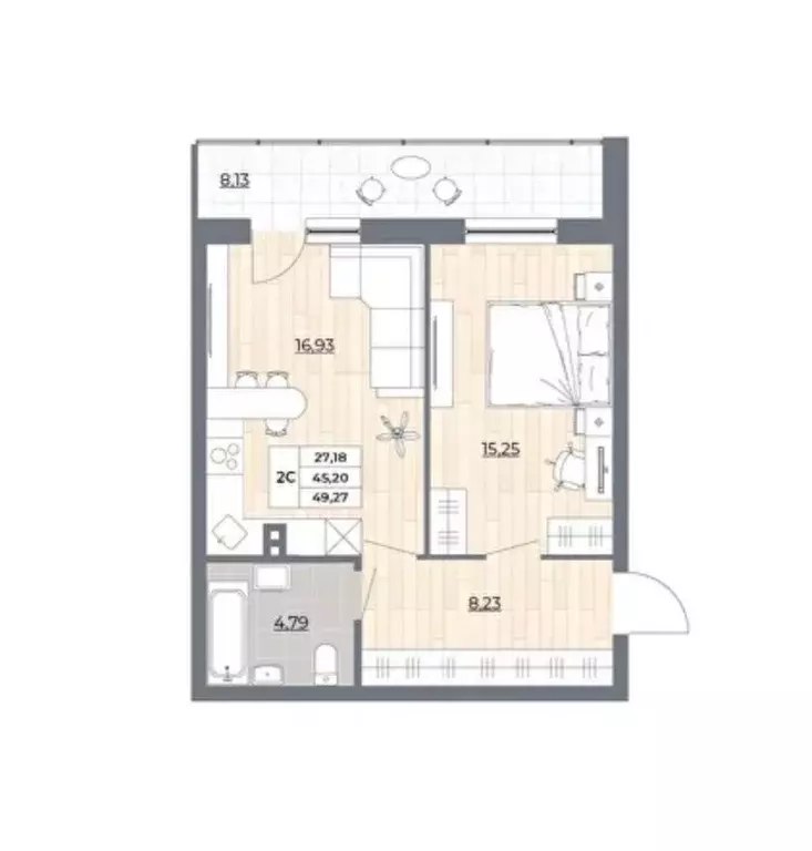 Продаётся 2-к квартира, 49.27 м - Фото 0