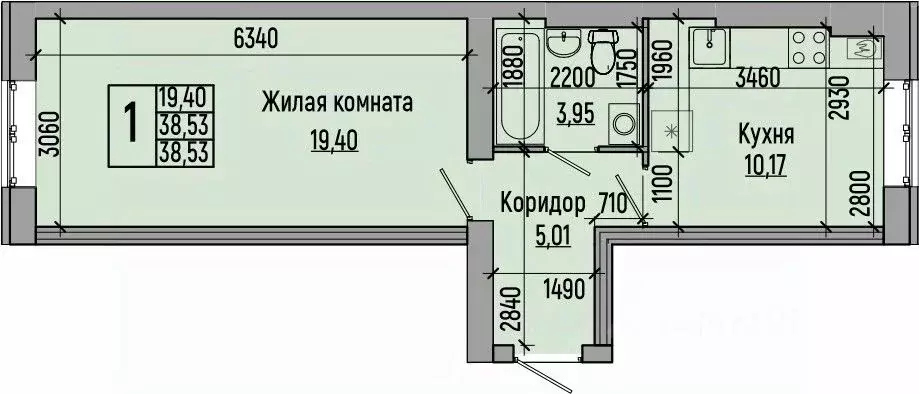 1-к кв. Волгоградская область, Волгоград ул. Иссы Плиева, 6А (38.53 м) - Фото 0