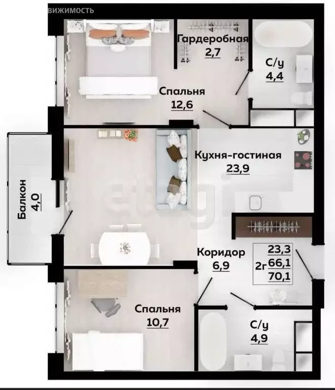 3-комнатная квартира: Тула, Оборонная улица, 102 (67 м) - Фото 0