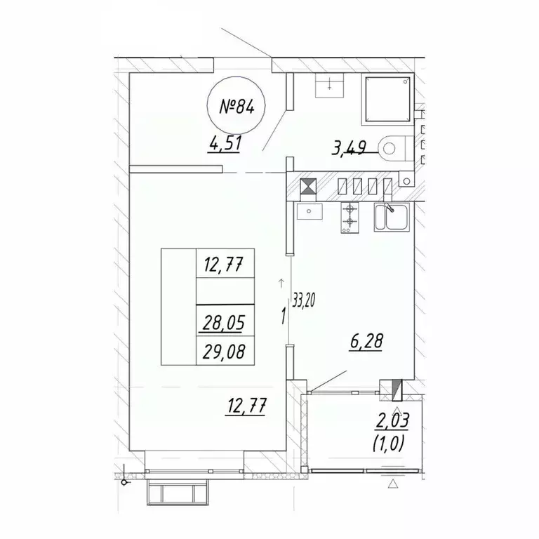 1-к кв. Калининградская область, Зеленоградск  (29.08 м) - Фото 1