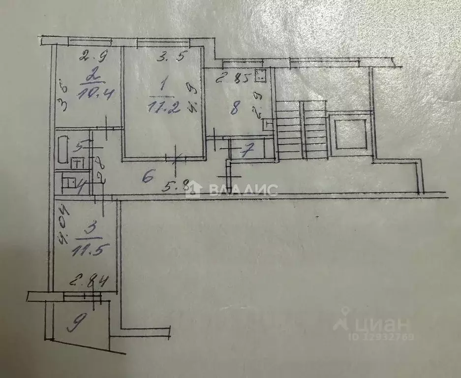 3-к кв. Пензенская область, Пенза ул. Лядова, 28 (63.2 м) - Фото 2