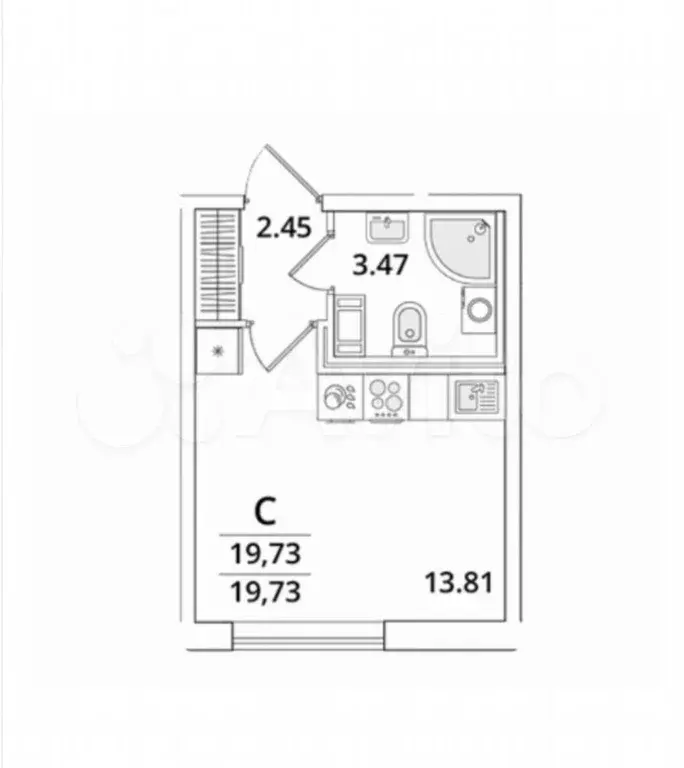 Квартира-студия, 19,7 м, 5/16 эт. - Фото 0