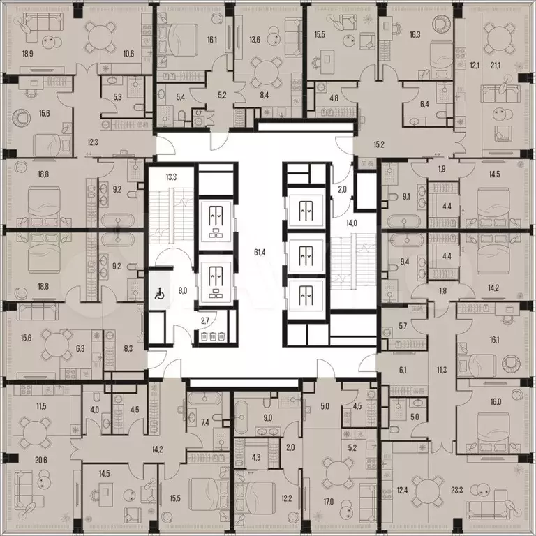 2-к. квартира, 58,2 м, 25/47 эт. - Фото 1