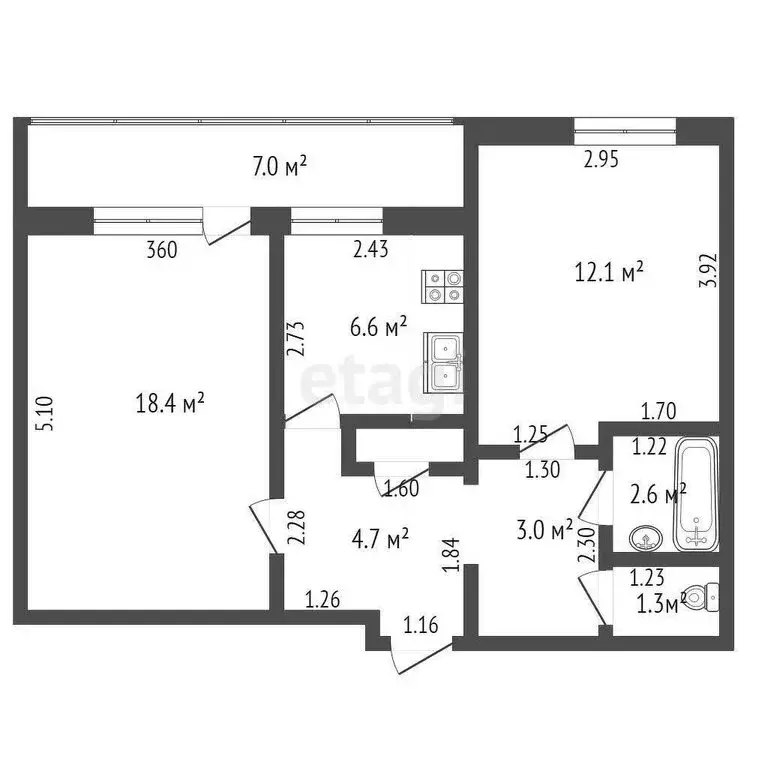 2-комнатная квартира: Самара, Енисейская улица, 43 (50 м) - Фото 0