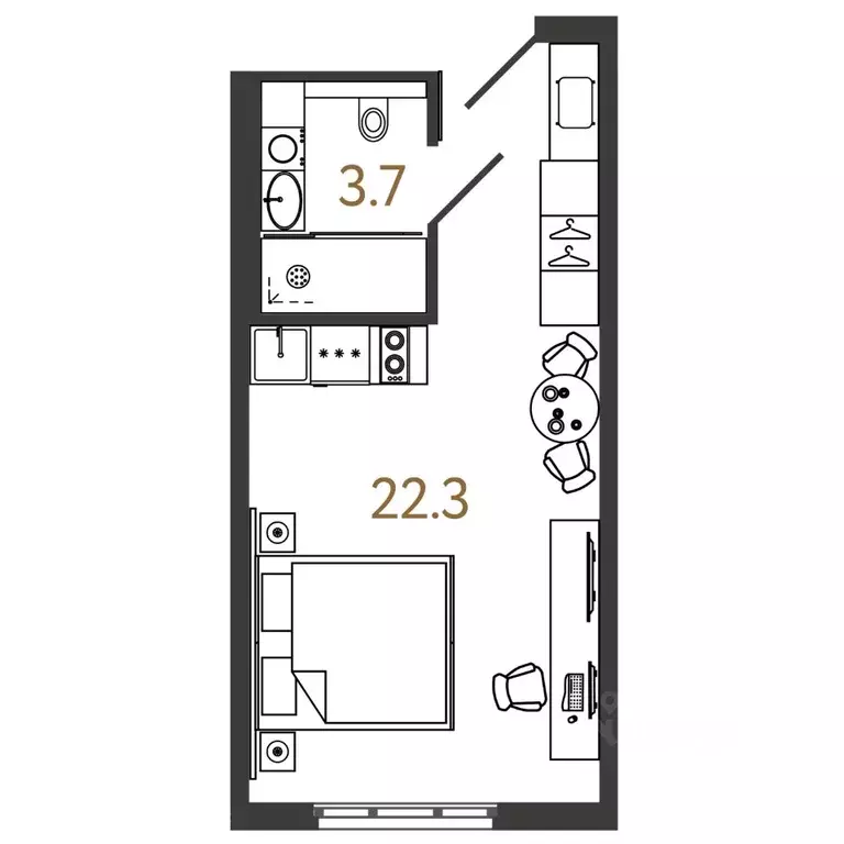 Студия Санкт-Петербург Ташкентская ул., 6к2 (26.0 м) - Фото 0