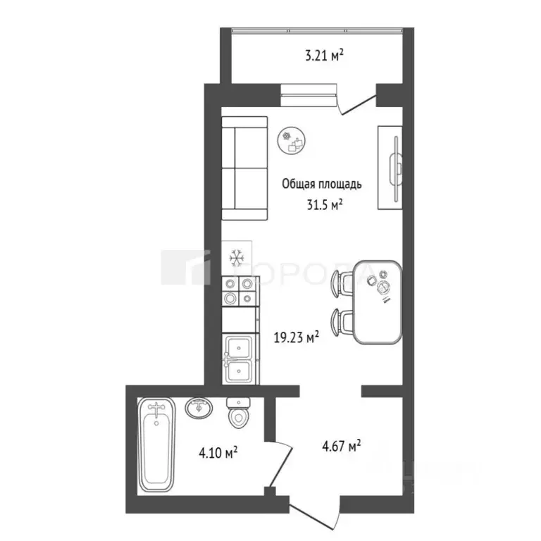 Студия Новосибирская область, Новосибирск Красный просп., 167/3 (31.5 ... - Фото 2