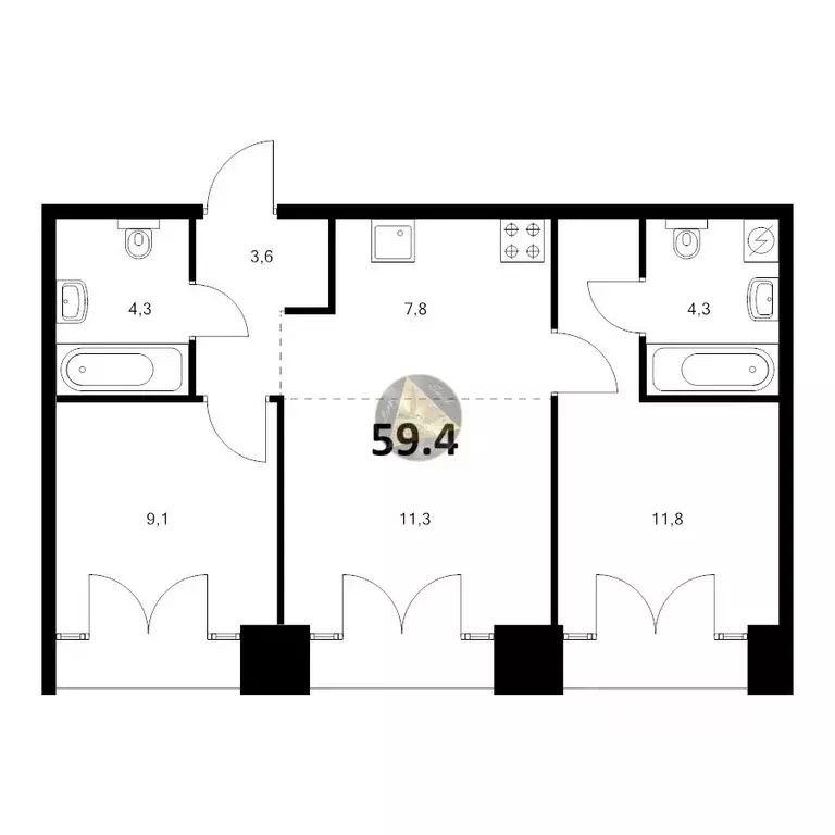 2-к кв. Санкт-Петербург наб. Обводного Канала, 169 (59.4 м) - Фото 2
