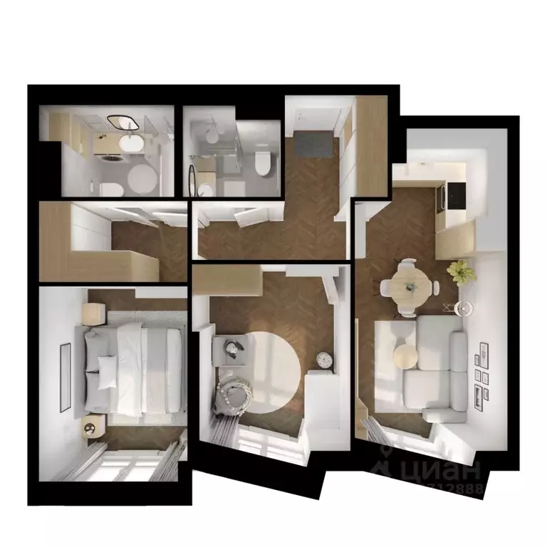 2-к кв. Москва Кронштадтский 9 жилой комплекс, 11.3 (57.7 м) - Фото 2