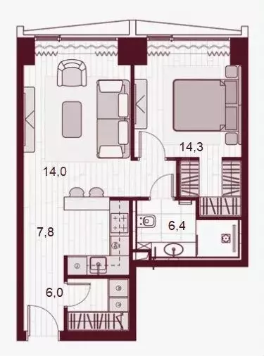 1-к. квартира, 48,5 м, 7/41 эт. - Фото 0