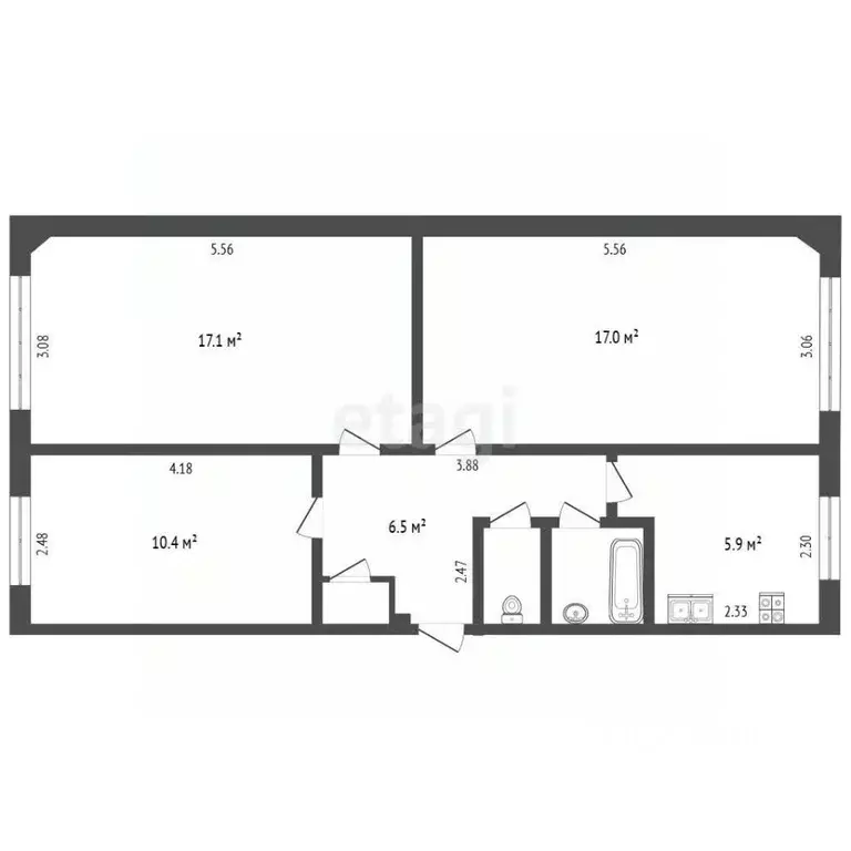3-к кв. Архангельская область, Новодвинск ул. Димитрова, 9 (60.3 м) - Фото 2